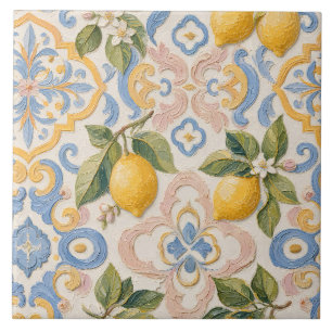 Carreau Carrelage Motif Fleur de Citron Méditerranéen