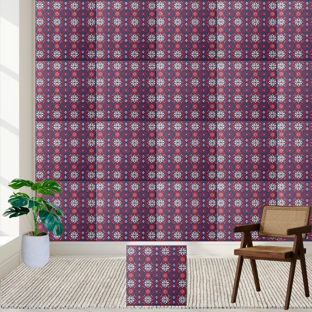 Carreau Carrelage Motif folklorique scandinave (Scandinavian Folk Pattern Tile)