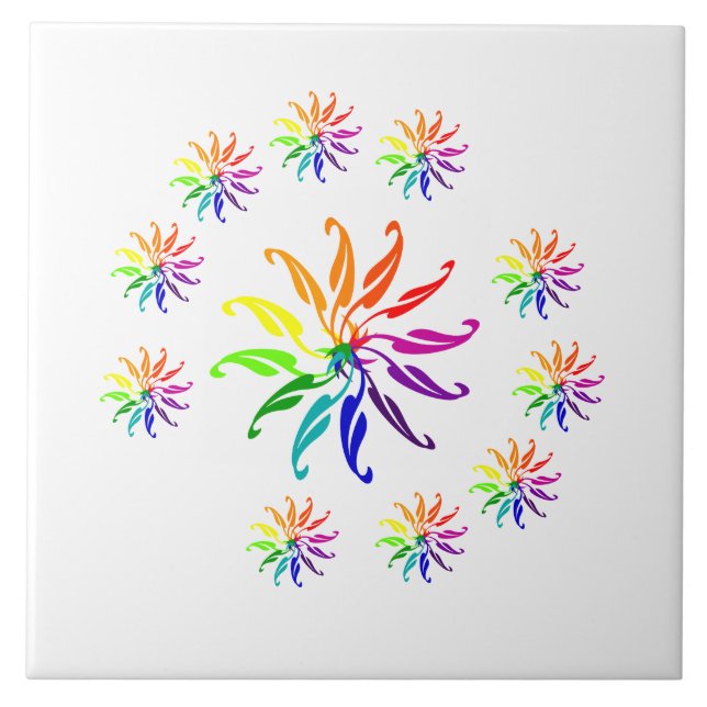 Carreau Carrelage - Motifs de feuilles colorées (Devant)