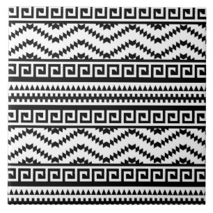 Carreau carrelage noir blanc aztèque motif céramique