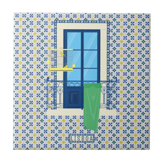 Carreau Carrelage portugais et balcon de fenêtre avec oise (Devant)