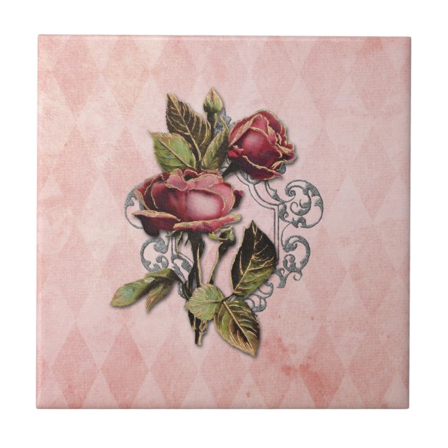 Carreau Carrelage Rose doré vintage (Devant)