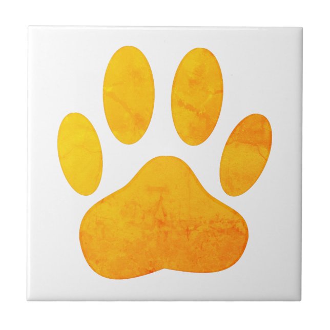 Carreau Carrelage Rustique Orange Chien Pawprint (Devant)