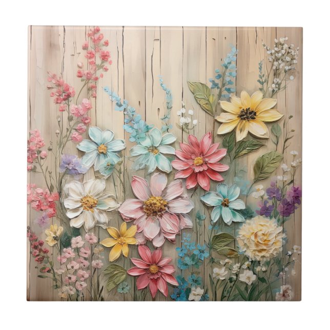 Carreau Carrelage Shabby Chic Fleurs (Devant)