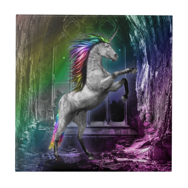 Carreau Carrelage Unicorne arc-en-ciel (Devant)