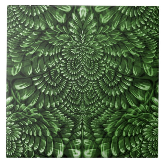 Carreau Carrelage vert en céramique fleurie (Devant)