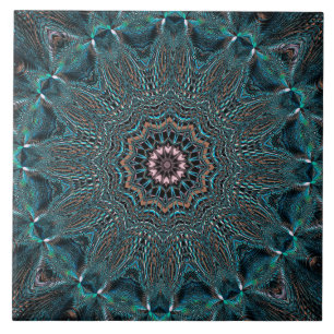 Carreau Carrelage vert en céramique fleurie