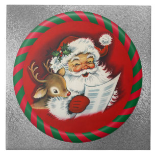 Carreau Carrelage Vintage père Noël et Rudy