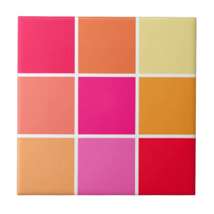 Carreau Carrés rose, orange et jaune