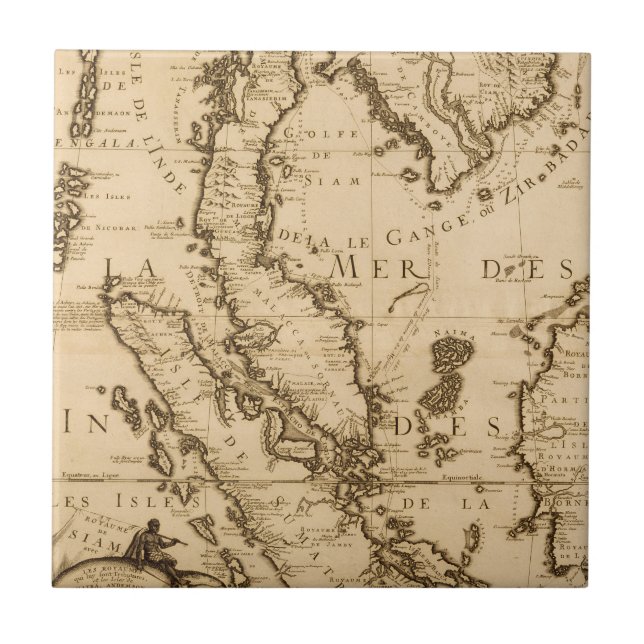 Carreau Carte antique d'Asie du Sud-Est | 1687 (Devant)