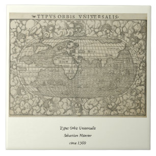 Carreau Carte antique du monde par SebastiAn Münster circ