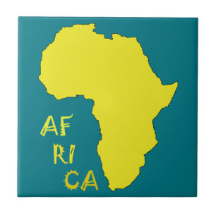 Carreau Carte d'Afrique jaune funky