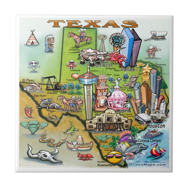 Carreau Carte d'amusement du Texas (Devant)
