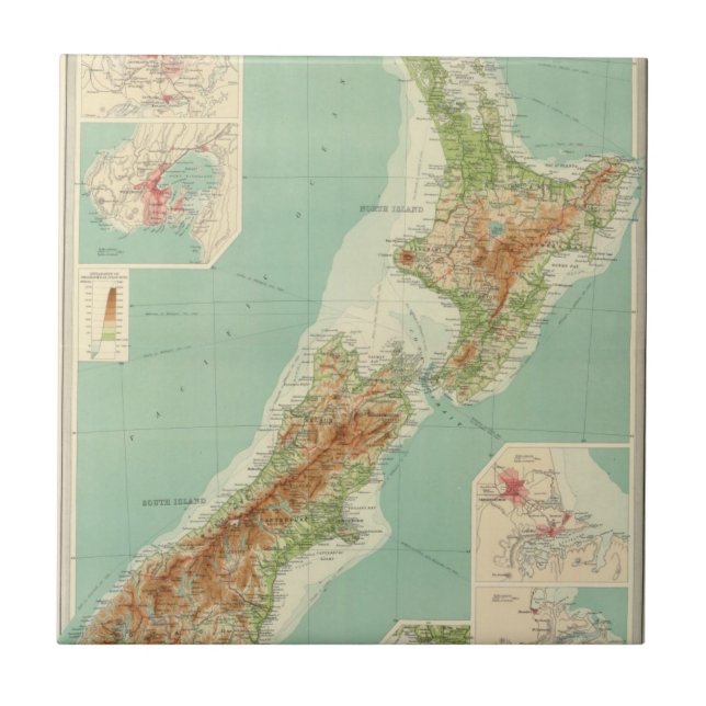 Carreau Carte d'atlas de la Nouvelle Zélande (Devant)