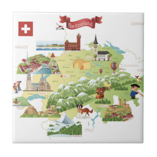 Carreau Carte de bande dessinée de la Suisse