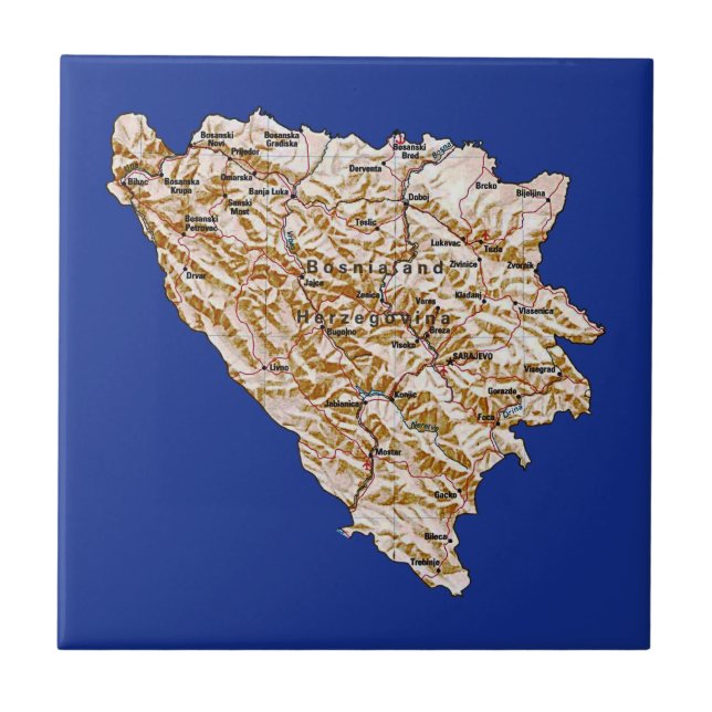 Carreau Carte de la Bosnie-Herzégovine (Devant)