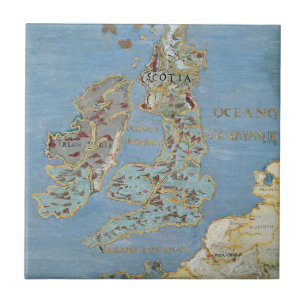 Carreau Carte de la Grande-Bretagne du 16ème siècle et d