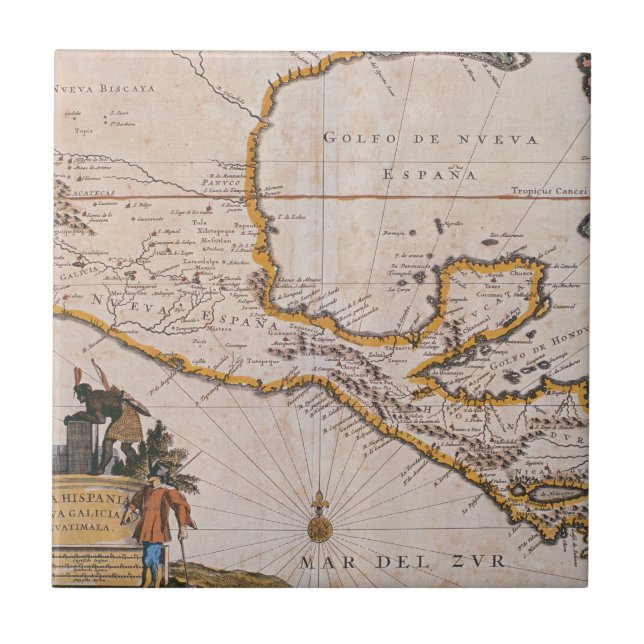Carreau Carte de la nouvelle Espagne |New Galicie et (Devant)