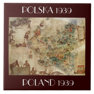 Carreau CARTE DE LA TUILE c.1939 de la POLOGNE/POLSKA