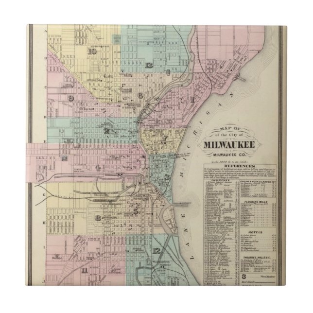Carreau Carte de la ville de Milwaukee, Milwaukee Co (Devant)