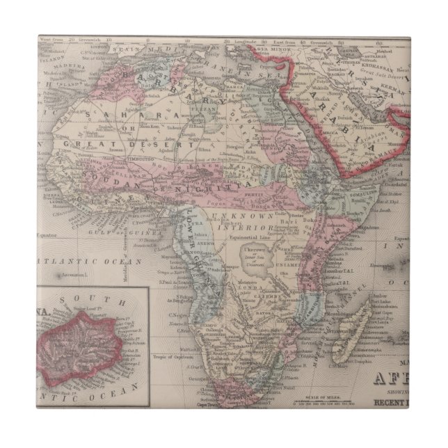 Carreau Carte de l'Afrique avec la Ste.Hélène (Devant)