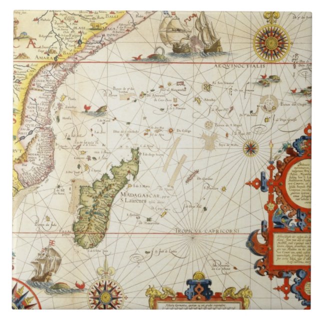 Carreau Carte de l'Afrique de l'Est et du Madagascar, 1596 (Devant)