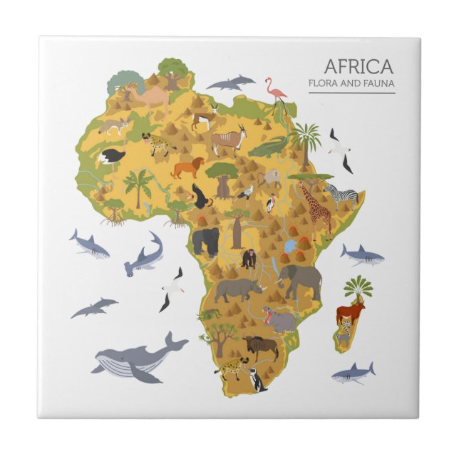 Carreau Carte de l'Afrique | Flora et faune (Devant)