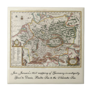 Carreau Carte de l'Allemagne vintage Mer Baltique