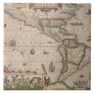 Carreau Carte de l'Amérique, du Mercator "atlas", pub. par