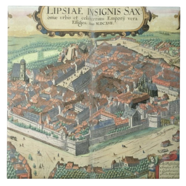 Carreau Carte de Leipzig, de "Civitates Orbis Terrarum" (Devant)