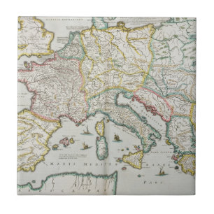 Carreau Carte de l'empire de Charlemagne