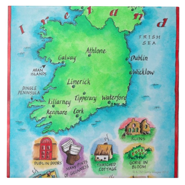 Carreau Carte de l'Irlande (Devant)