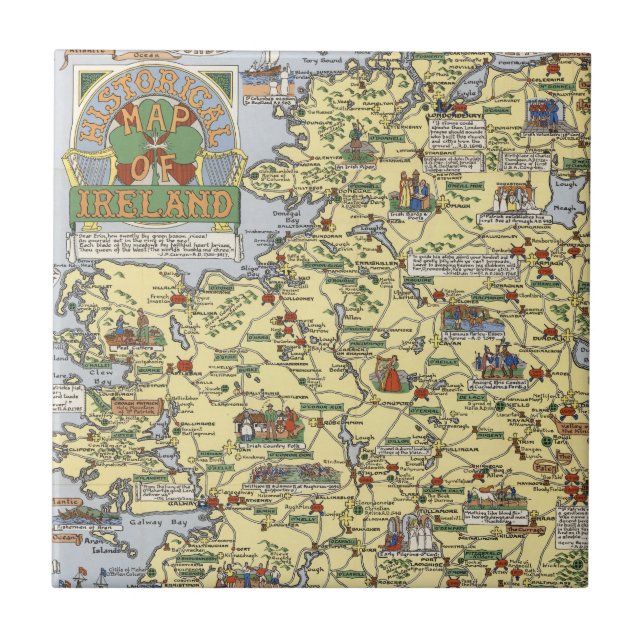Carreau Carte de l'Irlande historique (Devant)