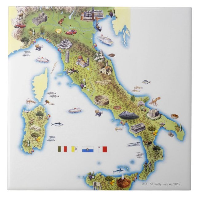 Carreau Carte de l'Italie (Devant)
