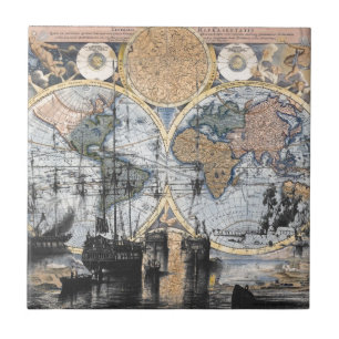 Carreau Carte de Vieux Monde - à la mer