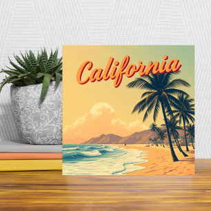 Carreau Carte de voyage vintage Retro California Beach