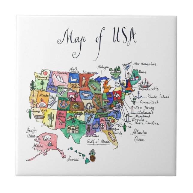 Carreau Carte des attractions des Etats-Unis d'Amérique (Devant)