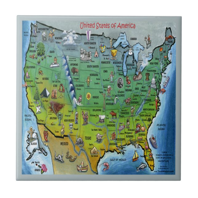 Carreau Carte des caricatures des USA (Devant)