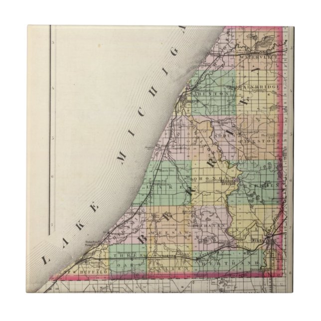 Carreau Carte du comté de Berrien, Michigan (Devant)
