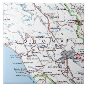 Carreau Carte du comté de Sonoma CA -Bleu