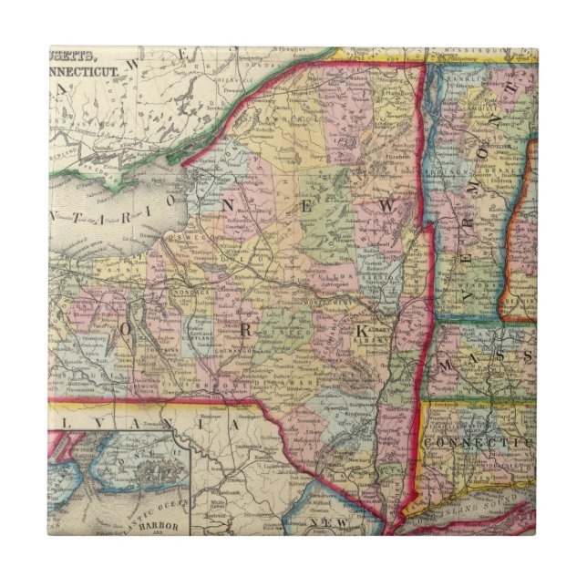 Carreau Carte du comté des états de New York (Devant)