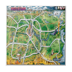 Carreau Carte du dessin animé de Houston au Texas