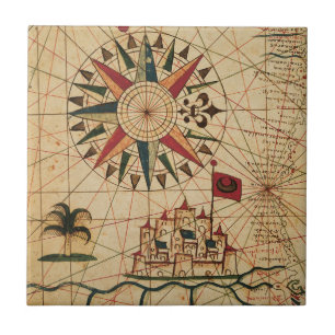 Carreau Carte du diagramme   de Portolan du Caire, Egypte