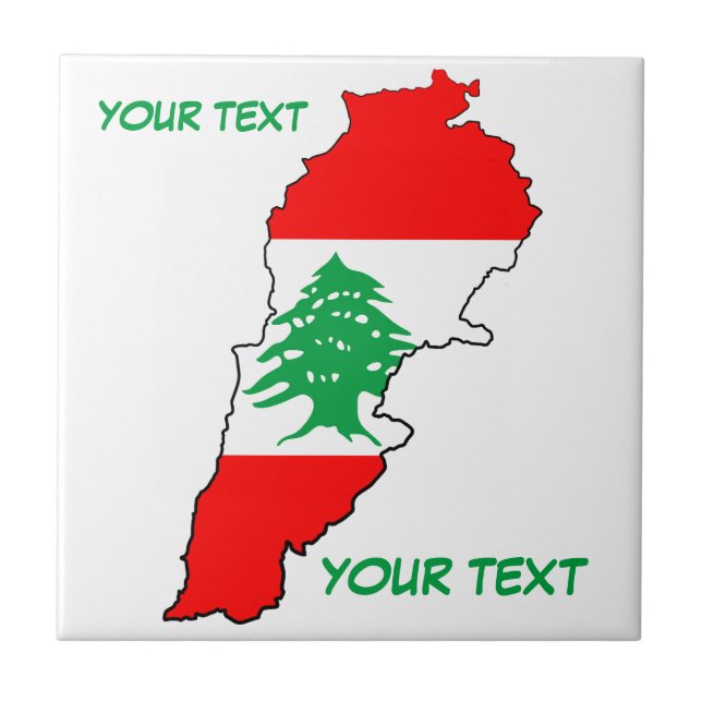 Carreau Carte du Liban avec drapeau (Devant)