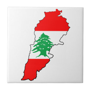Carreau Carte du Liban avec drapeau