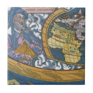 Carreau Carte du monde antique avec Claudius Ptolemy, 1507