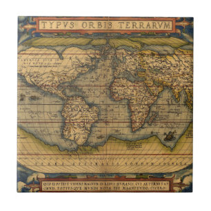 Carreau Carte du monde Antique Ortelius Europe Voyage