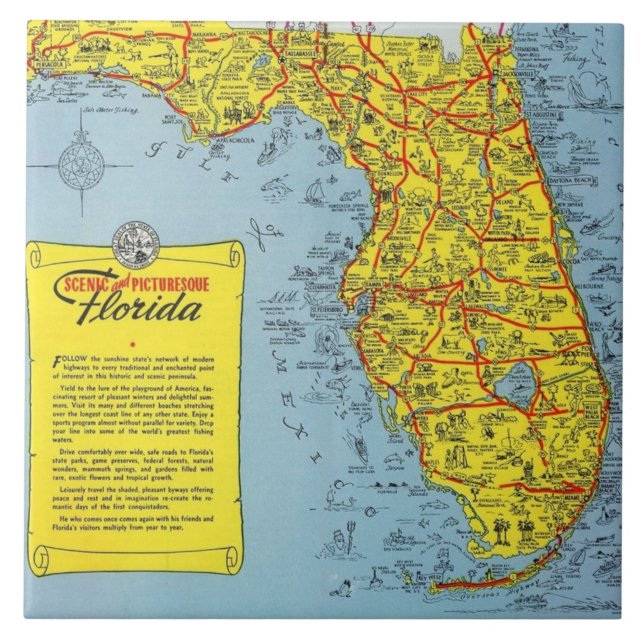 Carreau Carte du Tourisme Floride Carrelage en céramique (Devant)