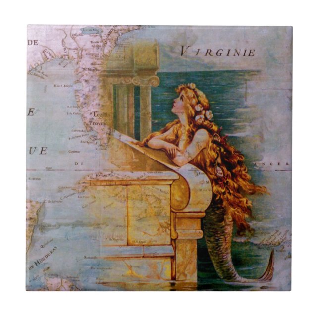 Carreau Carte et sirène nautiques antiques (Devant)
