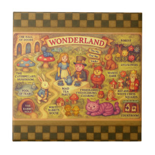 Carreau Carte Fantaisiste des Aventures d'Alice au Pays de